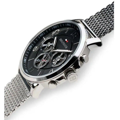 Tommy Hilfiger Keagan 1791292 Silver Mesh Black Dial Skeleton Men's Watch