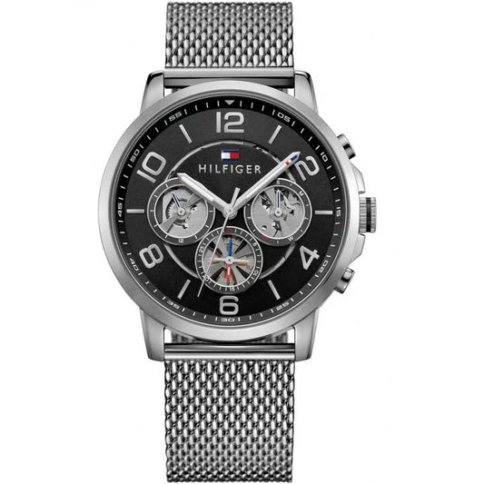 Tommy Hilfiger Keagan 1791292 Silver Mesh Black Dial Skeleton Men's Watch