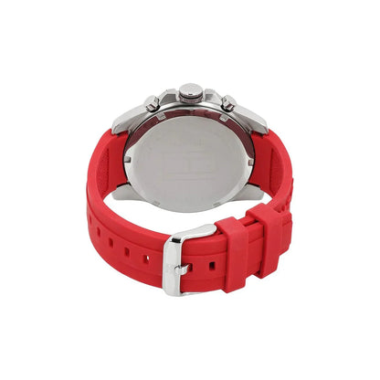 Tommy Hilfiger Decker 1791351 Silver Case Black Dial Red Silicone Men's Watch