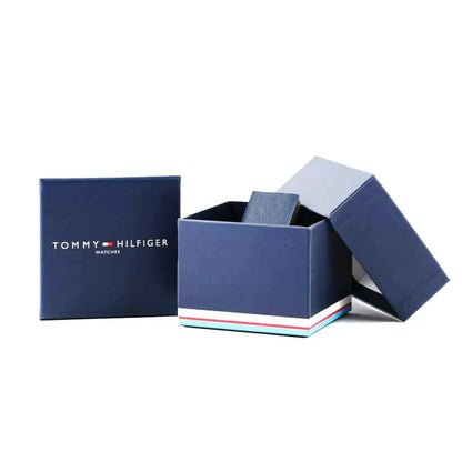 Tommy Hilfiger Decker 1791353 Gold Case White Dial Blue Silicone Men's Watch