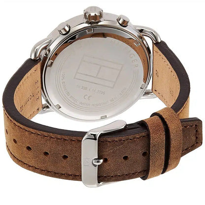 Tommy Hilfiger Briggs 1791424 Silver Case Navy Blue Dial Brown Leather Men's Watch