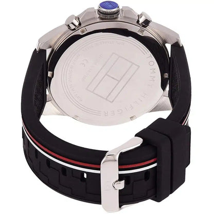 Tommy Hilfiger Decker 1791473 Silver Case Black Dial Silicone Men's Watch