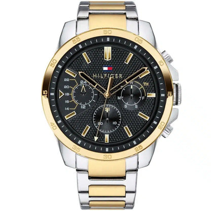 Tommy Hilfiger Decker 1791559 Two-Tone Case Black Dial Stainless Steel Men's Watch