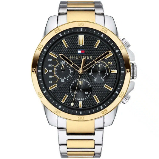Tommy Hilfiger Decker 1791559 Two-Tone Case Black Dial Stainless Steel Men's Watch