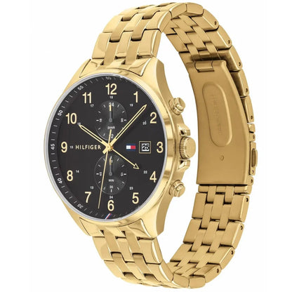 Tommy Hilfiger West 1791708 Gold Case Black Dial Gold Stainless Steel Men's Watch