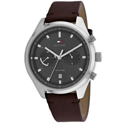 Tommy Hilfiger 1791729 Dual Time Grey Dial Men's Brown Leather Watch