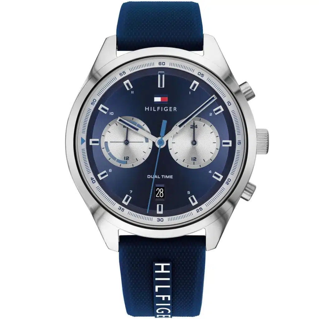 Tommy Hilfiger Bennett 1791781 Silver Case Blue Dial Blue Silicone Men's Watch