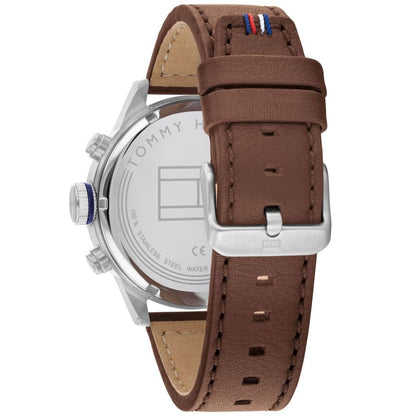 Tommy Hilfiger Trent 1791807 Silver Case Blue Dial Brown Leather Men's Watch