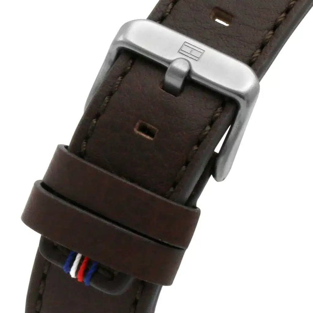 Tommy Hilfiger Trent 1791809 Gunmetal Case Green Dial Brown Leather Men's Watch
