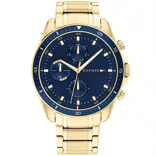 Tommy Hilfiger Parker 1791834 Gold Case Blue Dial Gold Steel Men's Watch