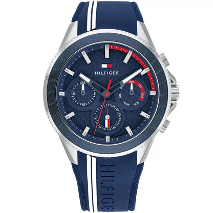 Tommy Hilfiger Aiden 1791859 Silver Case Blue Dial Blue Silicone Men's Watch