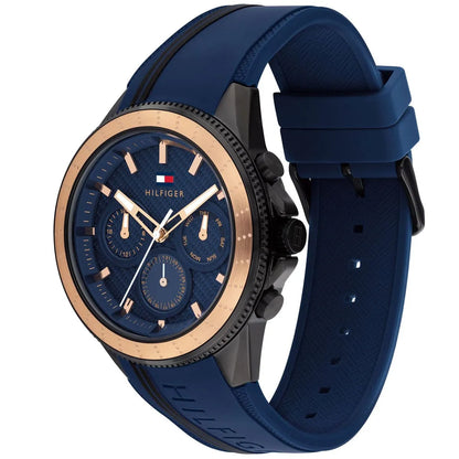Tommy Hilfiger Aiden 1791860 Multi-Function Blue Dial Men's Blue Rubber Watch