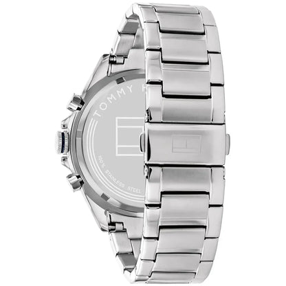 Tommy Hilfiger Owen 1791968 Men's Silver Steel Watch with Blue Dial & Pepsi Bezel