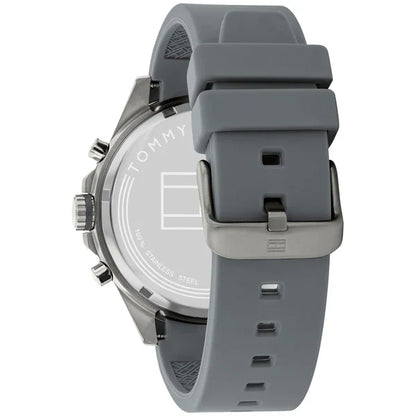 Tommy Hilfiger Max 1791972 Men's Gunmetal Case White Dial Grey Rubber Watch