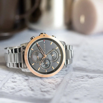 Tommy Hilfiger Jameson 1792050 Silver & Rose Gold Grey Dial Men's Watch