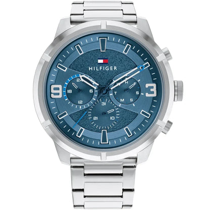 Tommy Hilfiger Wild 1792077 Silver Case Blue Textured Dial Steel Men's Watch (50mm)