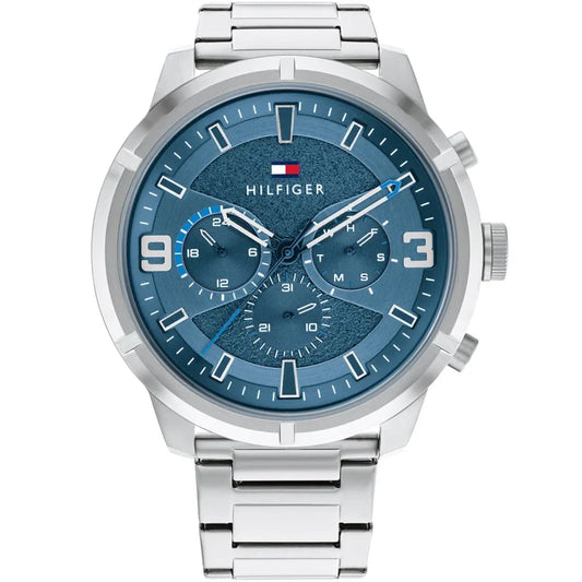 Tommy Hilfiger Wild 1792077 Silver Case Blue Textured Dial Steel Men's Watch (50mm)