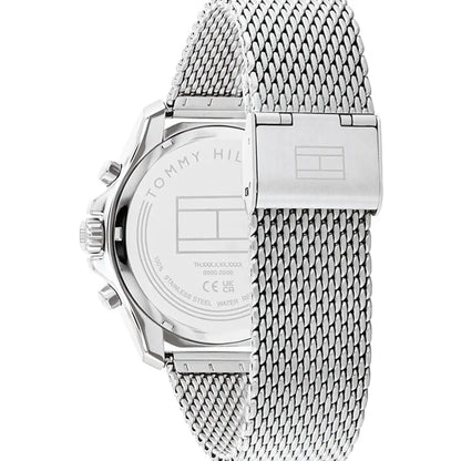 Tommy Hilfiger Jordan 1792092 Silver Mesh Strap Black Dial Men's Watch