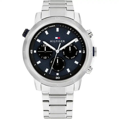 Tommy Hilfiger Men’s Watch – Model 1792104 Troy | Elegant Blue Dial with Silver Stainless-Steel Strap