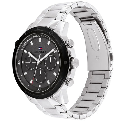 Tommy Hilfiger Troy 1792106 Silver Steel Case Black Dial Men's Watch