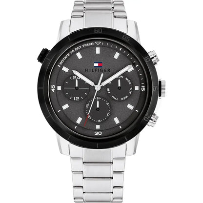 Tommy Hilfiger Troy 1792106 Silver Steel Case Black Dial Men's Watch
