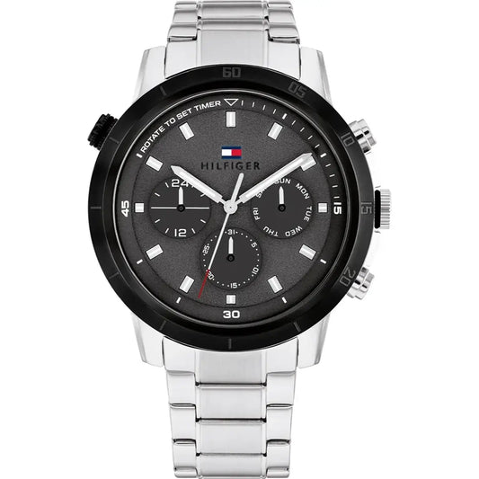 Tommy Hilfiger Troy 1792106 Silver Steel Case Black Dial Men's Watch