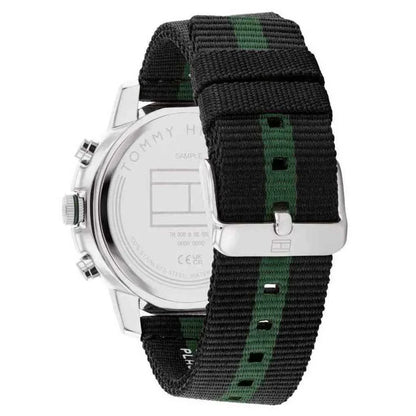 Tommy Hilfiger Banks 1792107 Men's Silver Case Green Dial NATO Strap Watch