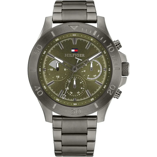 Tommy Hilfiger Bryan 1792115 Men's Gunmetal Case Green Dial Watch