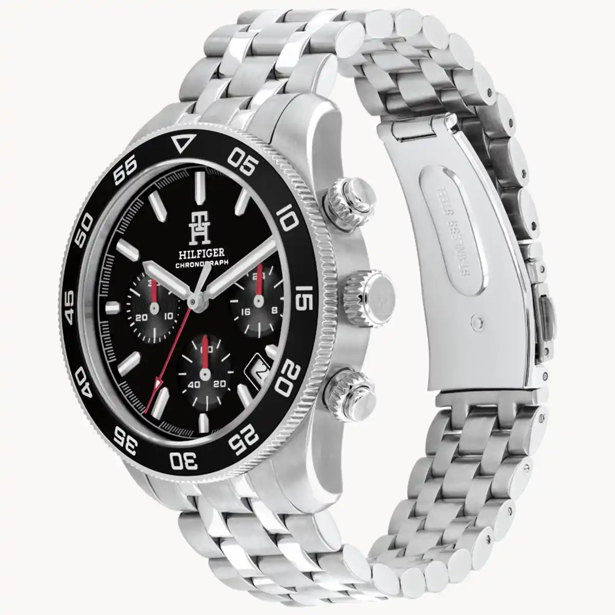 Tommy Hilfiger TH85 1792156 Men's Silver Case Black Dial Steel Watch