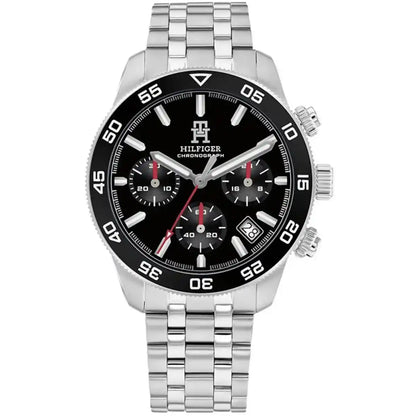 Tommy Hilfiger TH85 1792156 Men's Silver Case Black Dial Steel Watch