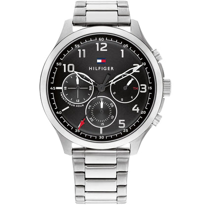 Original Tommy Hilfiger Asher Men's Watch - Silver Steel & Black Dial (1791852)