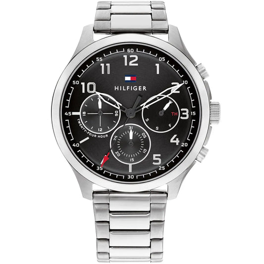 Original Tommy Hilfiger Asher Men's Watch - Silver Steel & Black Dial (1791852)