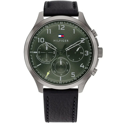 Original Tommy Hilfiger Men's Watch - Olive Green Dial & Black Leather (1791856)