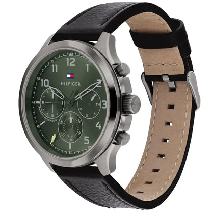 Original Tommy Hilfiger Men's Watch - Olive Green Dial & Black Leather (1791856)