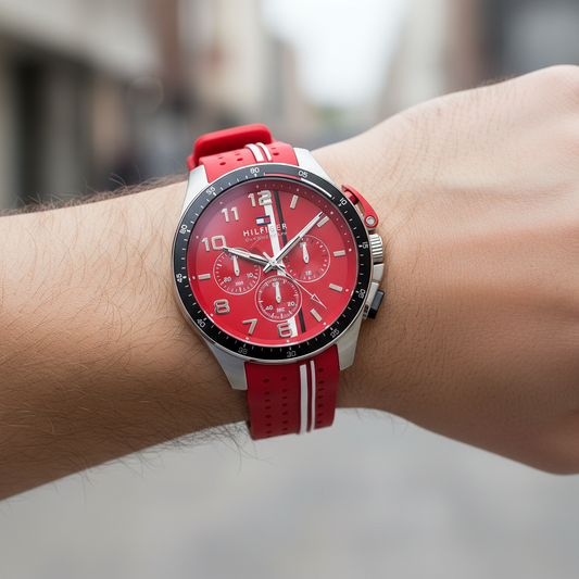 Original Tommy Hilfiger Men's Watch - Red Dial & Red Rubber Strap (1792170)