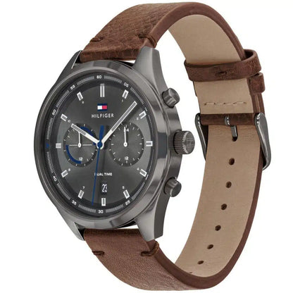 Original Tommy Hilfiger Men's Watch - Gunmetal Case & Brown Leather (1791730)