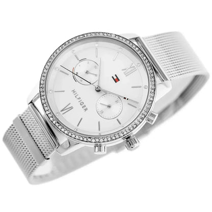 Original Tommy Hilfiger Blake Women's Watch - Silver Mesh Steel & Crystal Bezel (1782301)