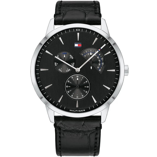 Original Tommy Hilfiger Men's Watch - Silver Case & Black Leather (1710391)