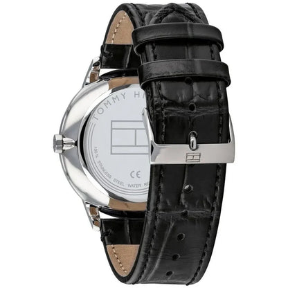 Original Tommy Hilfiger Men's Watch - Silver Case & Black Leather (1710391)