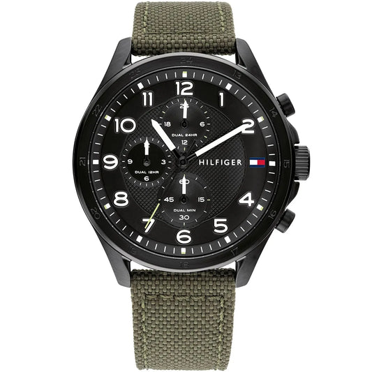 Original Tommy Hilfiger Carlyle Men's Watch - Black Case & Olive Green Canvas Strap (1792006)