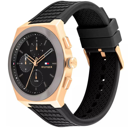 Original Tommy Hilfiger Connor Men's Watch - Gold Case & Black Rubber Strap (1791931)