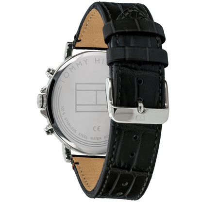 Original Tommy Hilfiger Men's Watch - Silver Case & Black Leather (1710381)