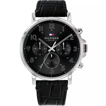 Original Tommy Hilfiger Men's Watch - Silver Case & Black Leather (1710381)