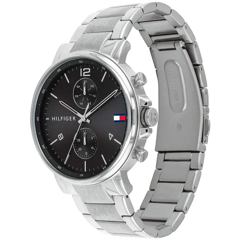 Original Tommy Hilfiger Daniel Men's Watch - Silver Steel & Black Dial (1710413)