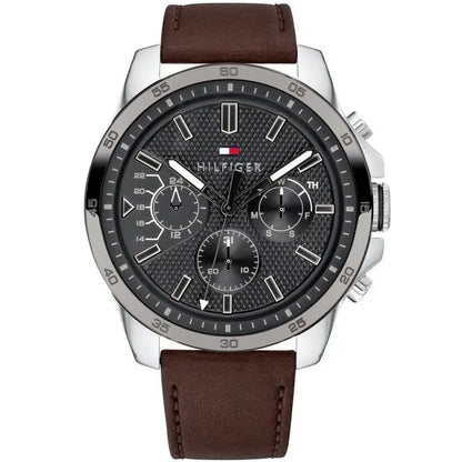 Original Tommy Hilfiger Decker Men's Watch - Silver Case & Brown Leather (1791562)