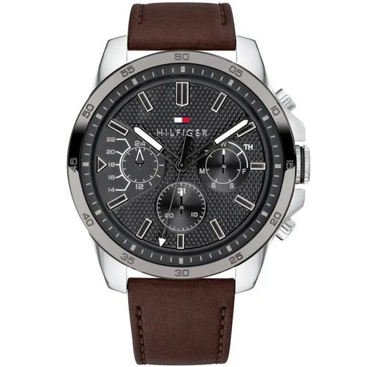 Original Tommy Hilfiger Decker Men's Watch - Silver Case & Brown Leather (1791562)