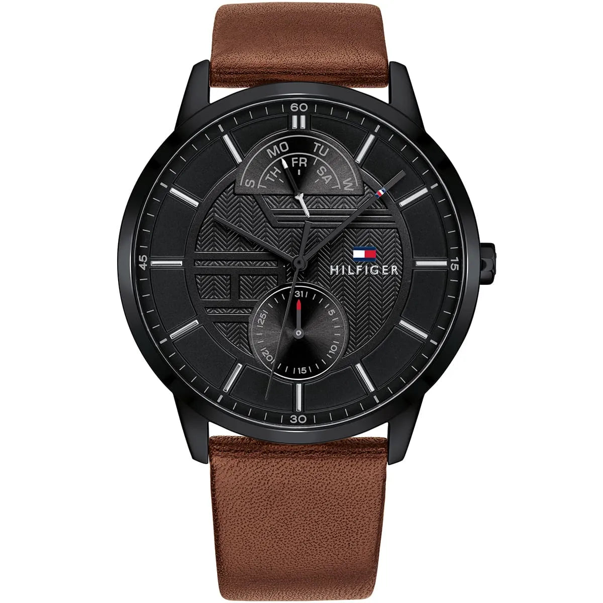 Original Tommy Hilfiger Hunter Men's Watch - Black Case & Brown Leather (1791604)