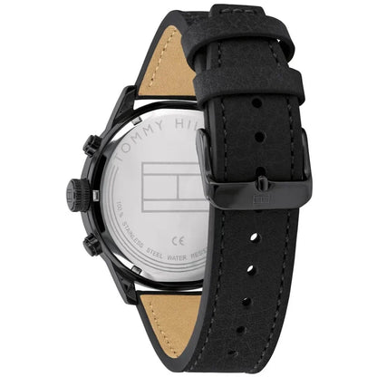 Original Tommy Hilfiger Icon Men's Watch - All Black Case & Leather Strap (1791595)