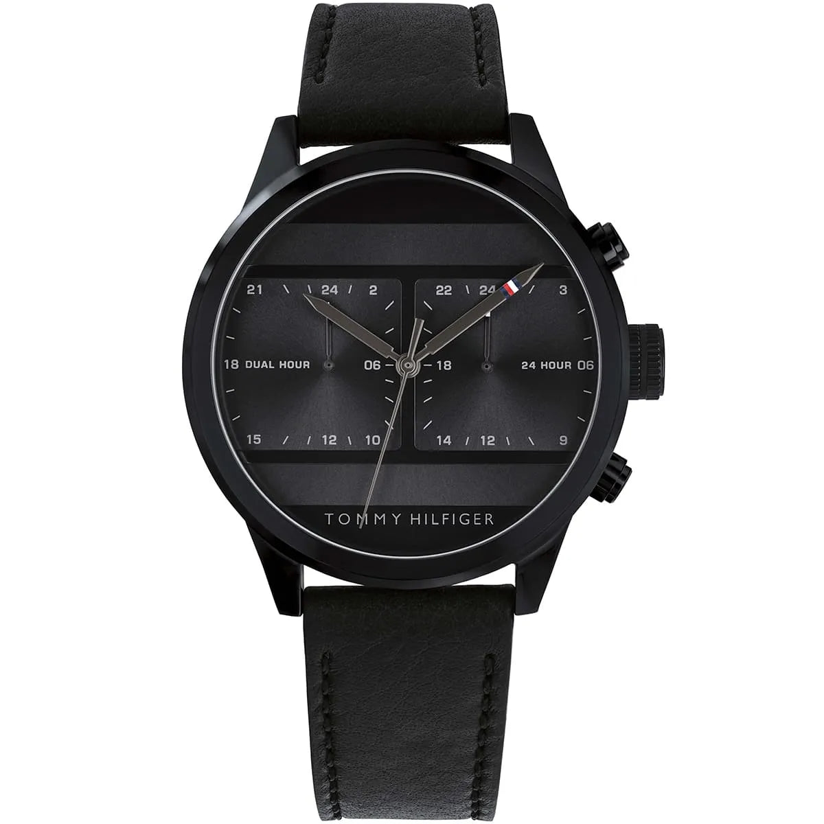 Original Tommy Hilfiger Icon Men's Watch - All Black Case & Leather Strap (1791595)