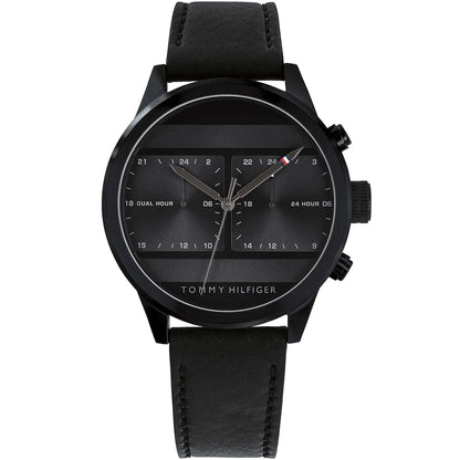 Original Tommy Hilfiger Icon Men's Watch - All Black Case & Leather Strap (1791595)